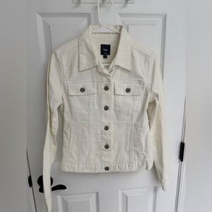 GAP White Denim Button Up Jacket Women’s Size S